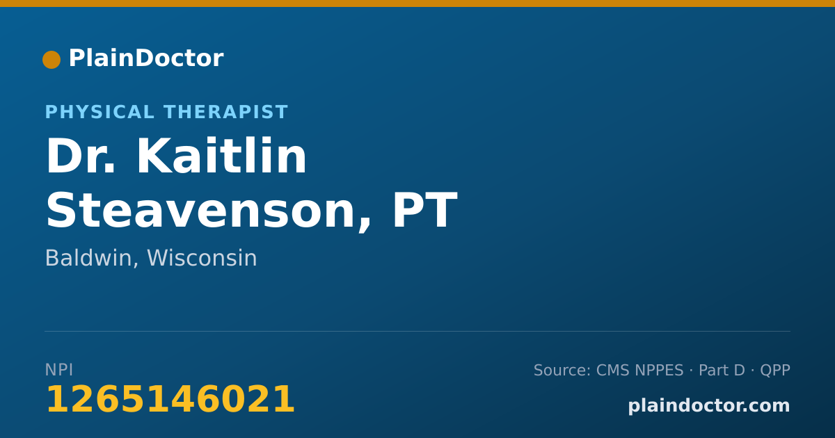 Shareable card for Kaitlin Steavenson, PT - Physical Therapist, Baldwin, WI
