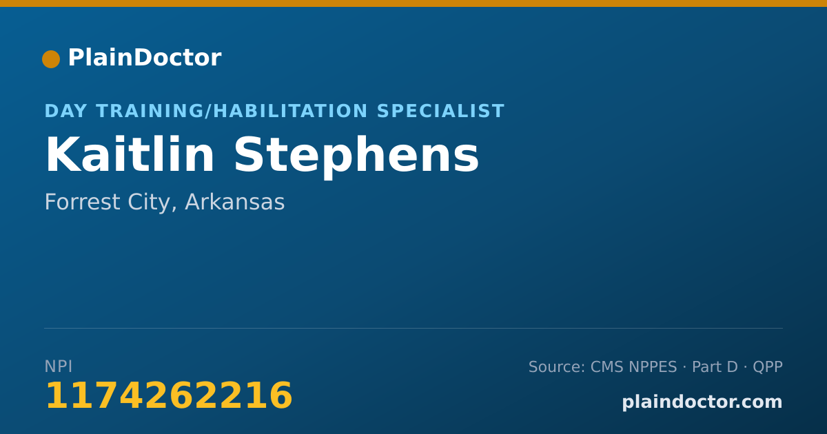Shareable card for Kaitlin Stephens - Day Training/Habilitation Specialist, Forrest City, AR