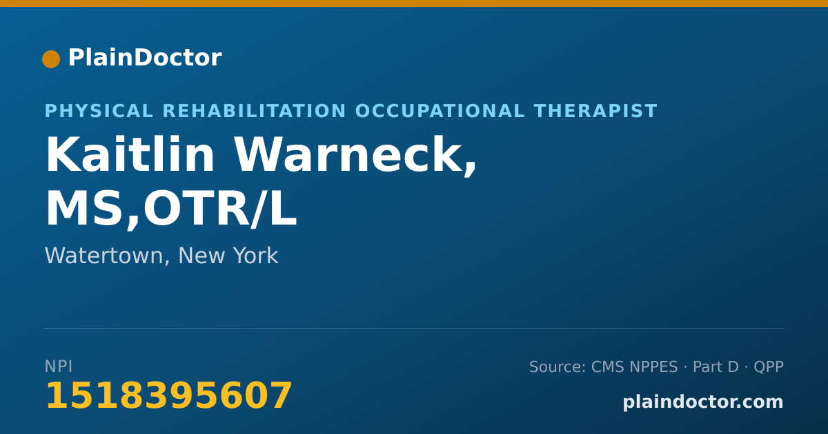 Shareable card for Kaitlin Warneck, MS,OTR/L - Physical Rehabilitation Occupational Therapist, Watertown, NY