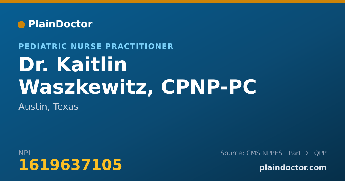 Shareable card for Kaitlin Waszkewitz, CPNP-PC - Pediatric Nurse Practitioner, Austin, TX