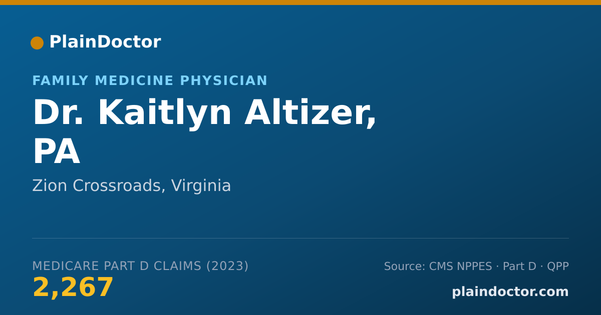 Shareable card for Kaitlyn Altizer, PA - Family Medicine Physician, Zion Crossroads, VA