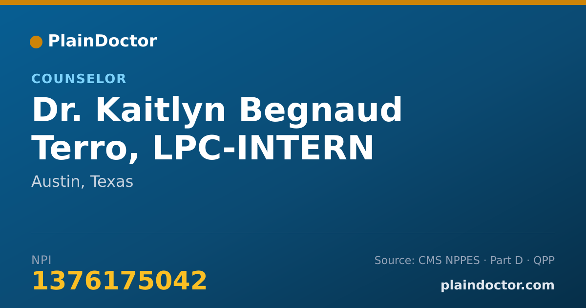 Shareable card for Kaitlyn Begnaud Terro, LPC-INTERN - Counselor, Austin, TX