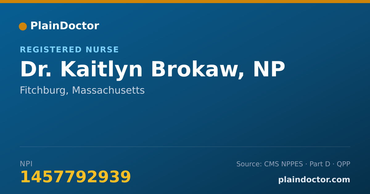 Shareable card for Kaitlyn Brokaw, NP - Registered Nurse, Fitchburg, MA