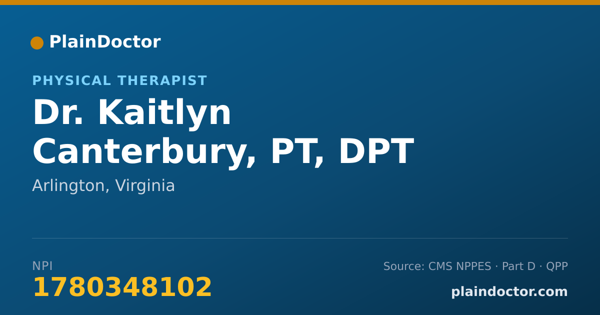 Shareable card for Kaitlyn Canterbury, PT, DPT - Physical Therapist, Arlington, VA