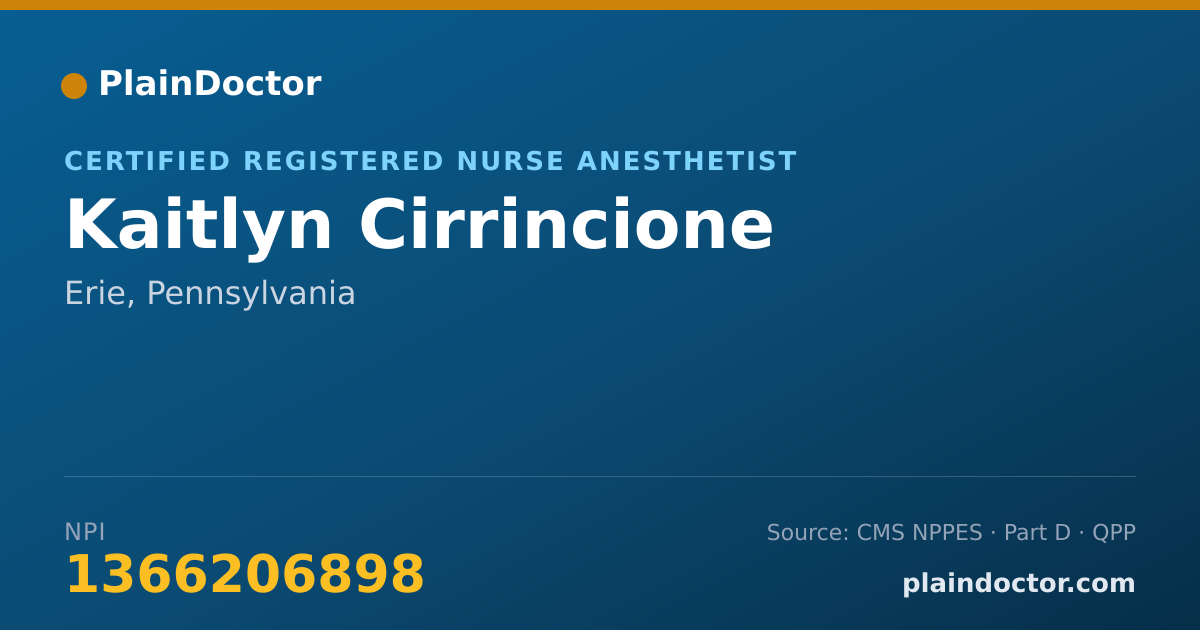 Shareable card for Kaitlyn Cirrincione - Certified Registered Nurse Anesthetist, Erie, PA