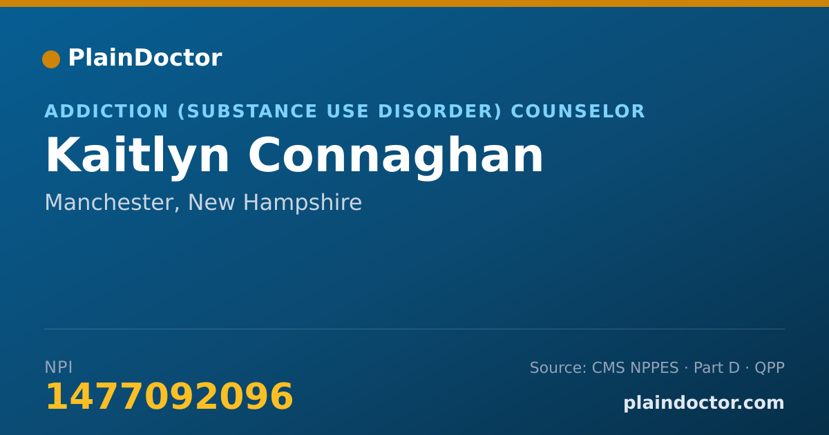 Shareable card for Kaitlyn Connaghan - Addiction (Substance Use Disorder) Counselor, Manchester, NH