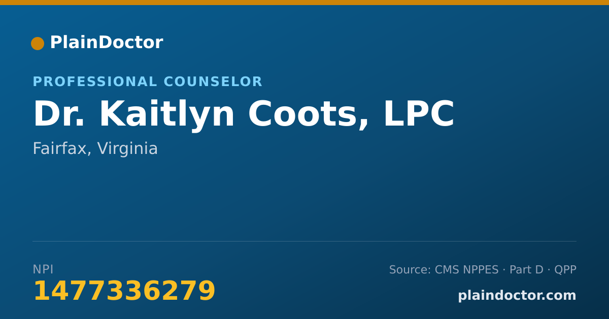 Shareable card for Kaitlyn Coots, LPC - Professional Counselor, Fairfax, VA