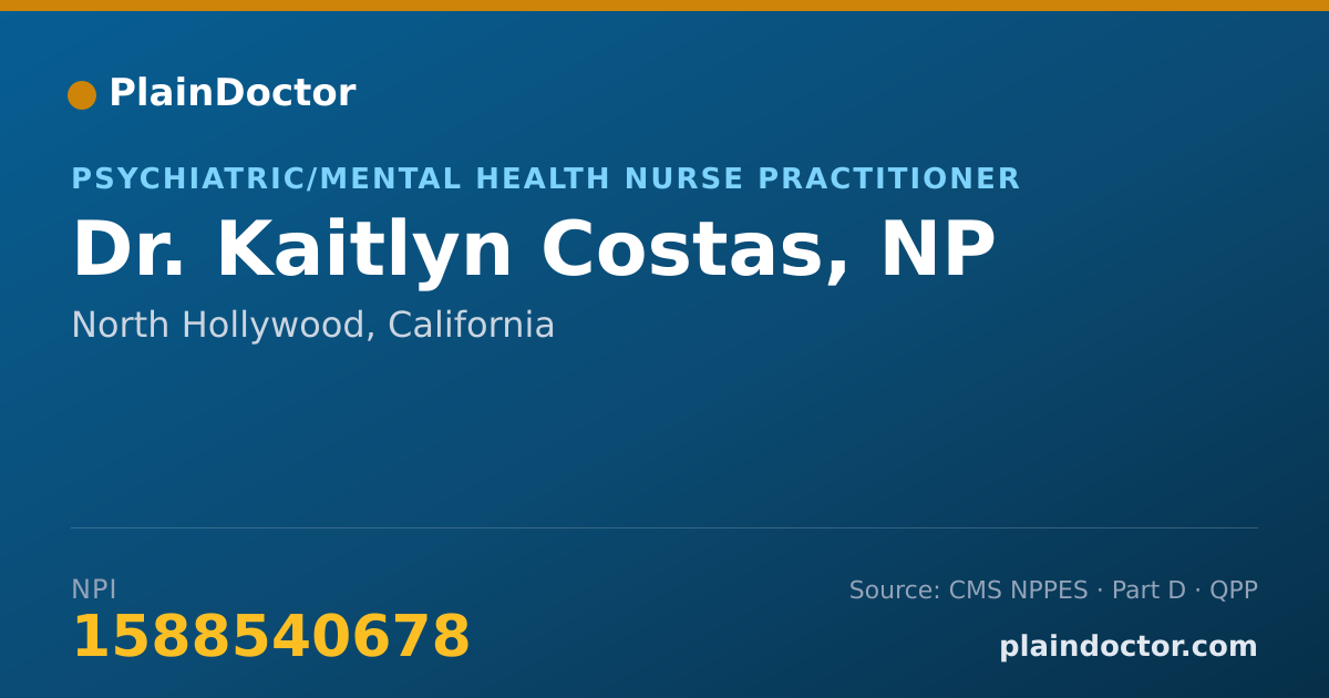 Shareable card for Kaitlyn Costas, NP - Psychiatric/Mental Health Nurse Practitioner, North Hollywood, CA