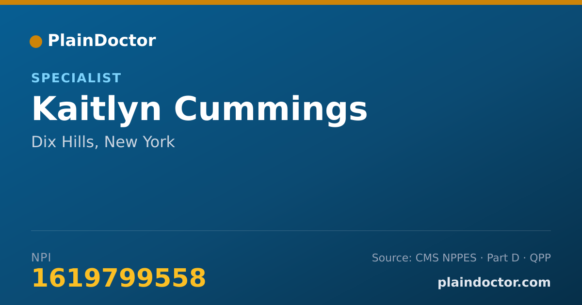 Shareable card for Kaitlyn Cummings - Specialist, Dix Hills, NY