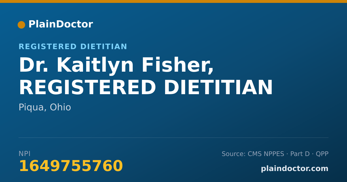 Shareable card for Kaitlyn Fisher, REGISTERED DIETITIAN - Registered Dietitian, Piqua, OH