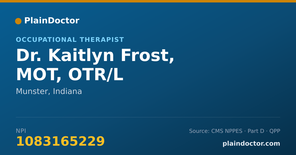 Shareable card for Kaitlyn Frost, MOT, OTR/L - Occupational Therapist, Munster, IN