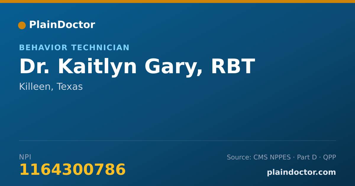 Shareable card for Kaitlyn Gary, RBT - Behavior Technician, Killeen, TX
