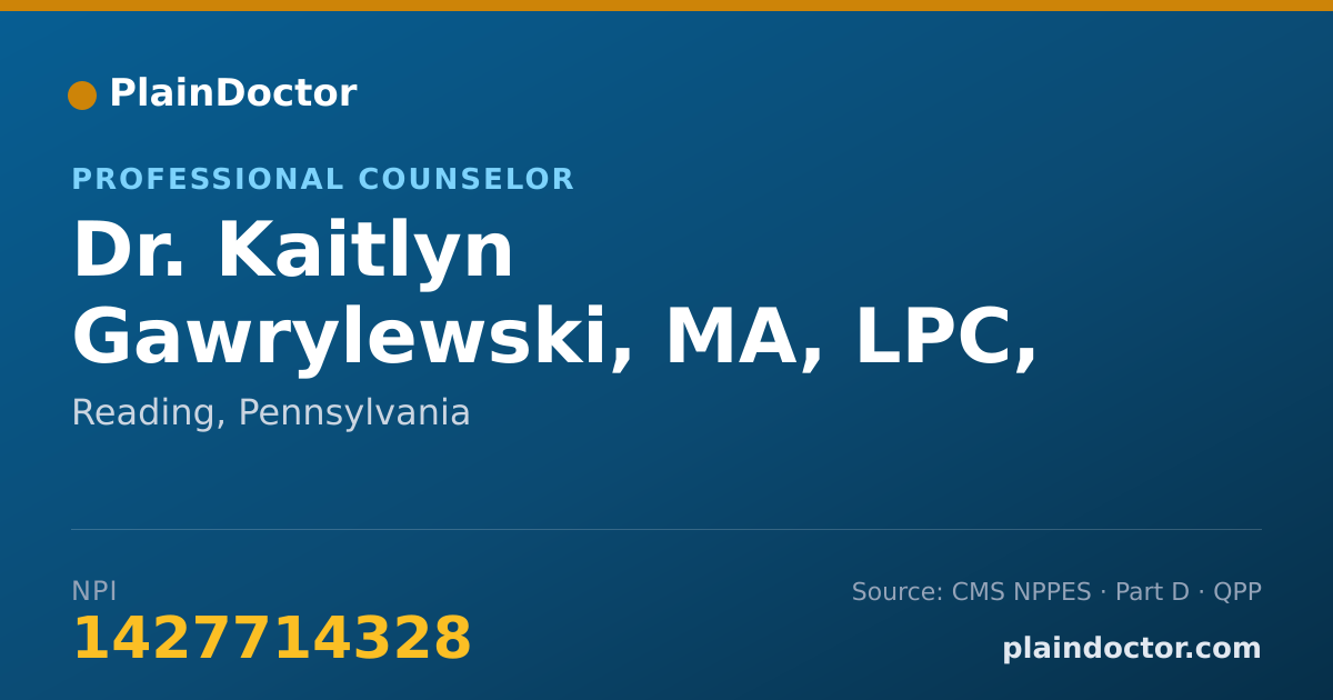 Shareable card for Kaitlyn Gawrylewski, MA, LPC, BC-DMT - Professional Counselor, Reading, PA