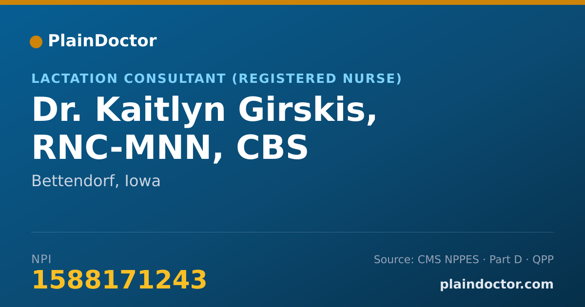 Shareable card for Kaitlyn Girskis, RNC-MNN, CBS - Lactation Consultant (Registered Nurse), Bettendorf, IA
