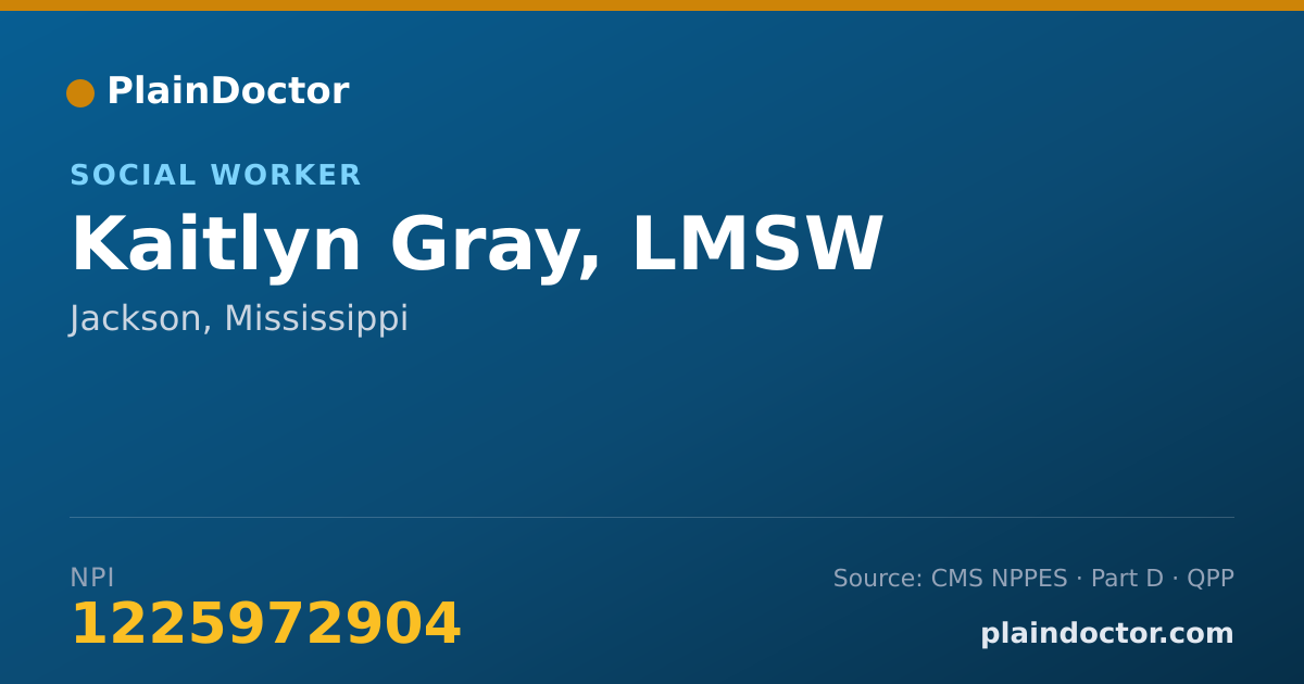 Shareable card for Kaitlyn Gray, LMSW - Social Worker, Jackson, MS