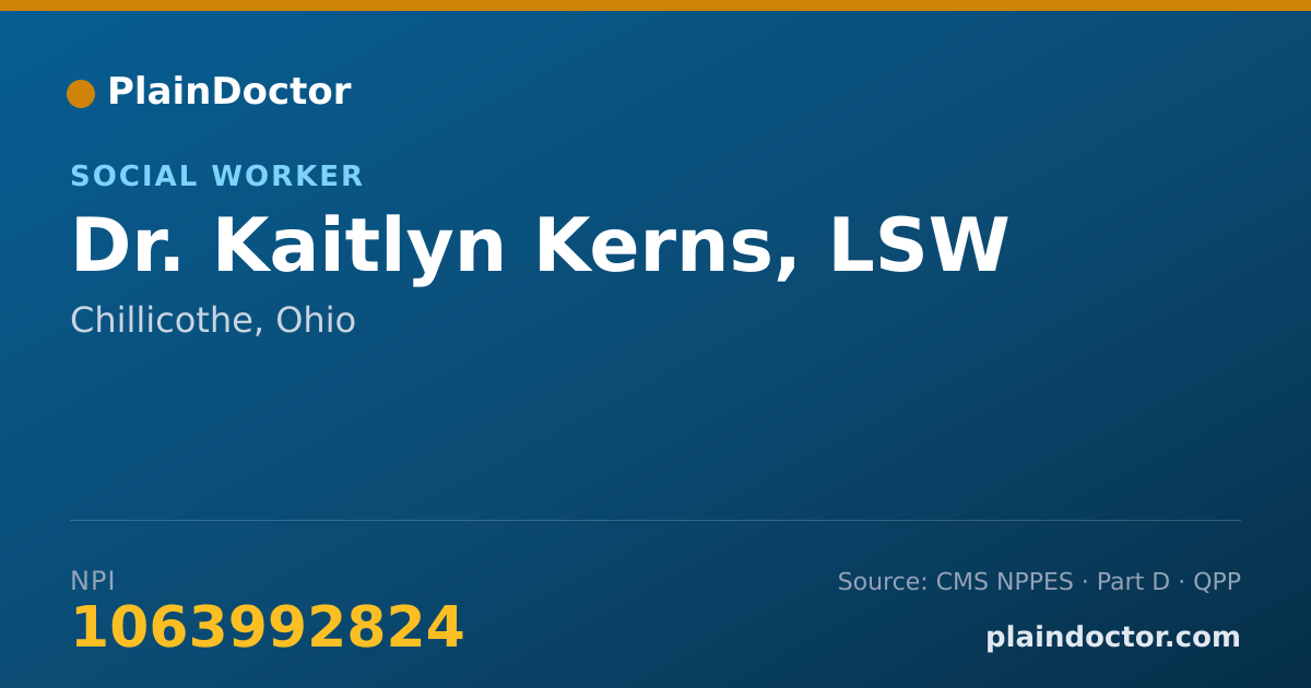 Shareable card for Kaitlyn Kerns, LSW - Social Worker, Chillicothe, OH