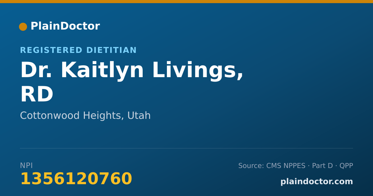 Shareable card for Kaitlyn Livings, RD - Registered Dietitian, Cottonwood Heights, UT