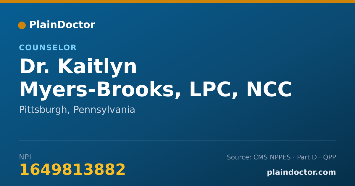 Shareable card for Kaitlyn Myers-Brooks, LPC, NCC - Counselor, Pittsburgh, PA