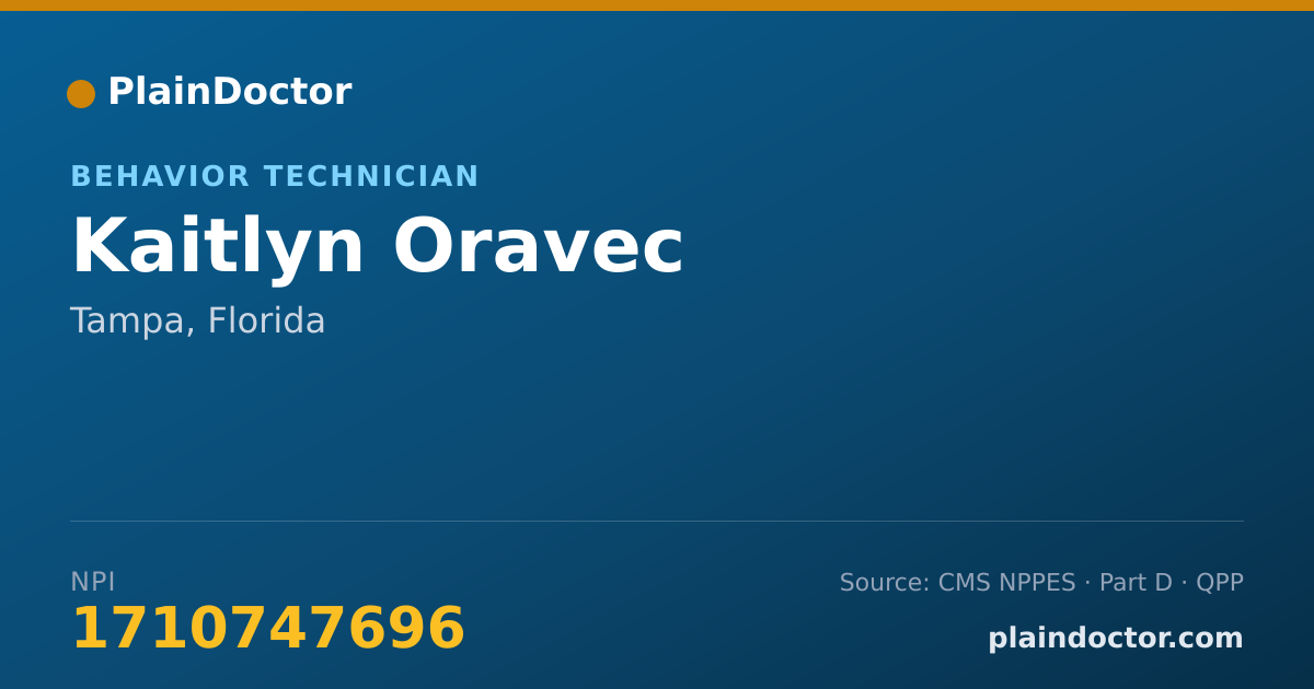 Shareable card for Kaitlyn Oravec - Behavior Technician, Tampa, FL
