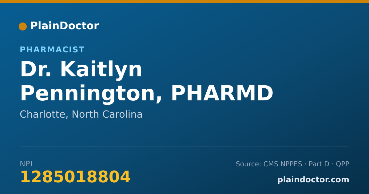 Shareable card for Kaitlyn Pennington, PHARMD - Pharmacist, Charlotte, NC