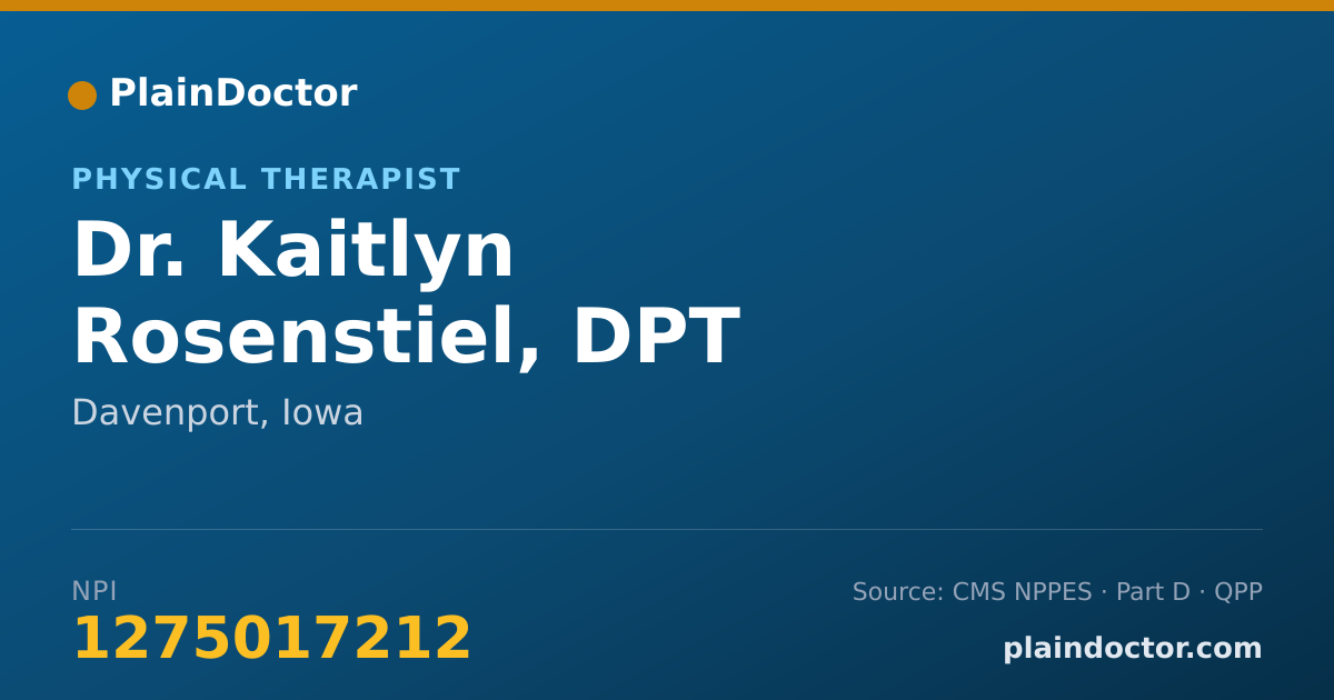 Shareable card for Kaitlyn Rosenstiel, DPT - Physical Therapist, Davenport, IA