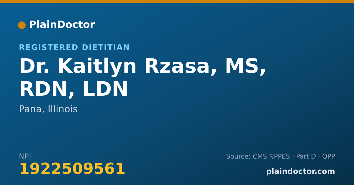 Shareable card for Kaitlyn Rzasa, MS, RDN, LDN - Registered Dietitian, Pana, IL