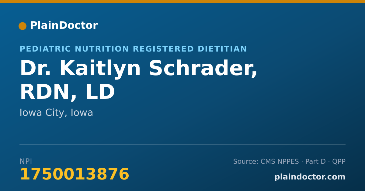Shareable card for Kaitlyn Schrader, RDN, LD - Pediatric Nutrition Registered Dietitian, Iowa City, IA