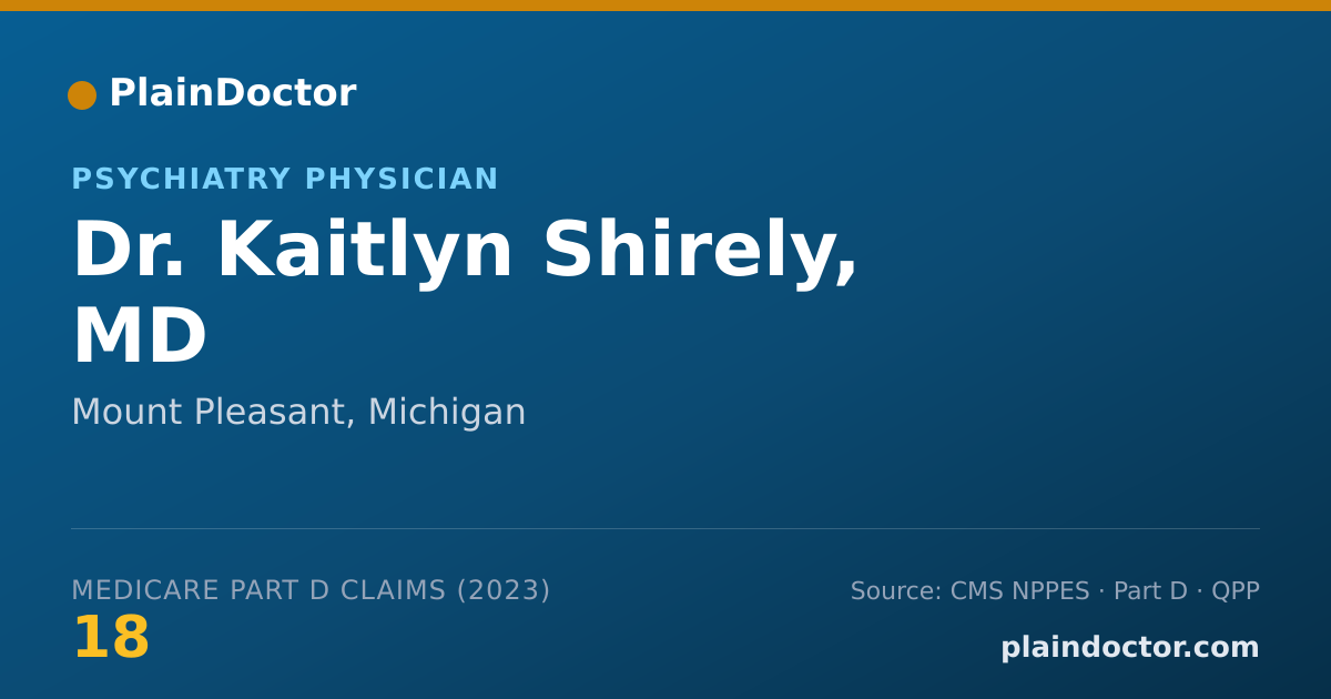 Shareable card for Kaitlyn Shirely, MD - Psychiatry Physician, Mount Pleasant, MI