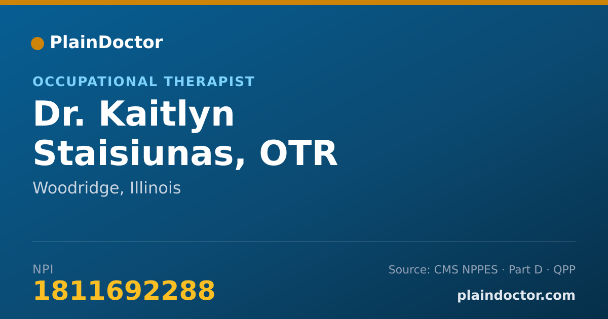 Shareable card for Kaitlyn Staisiunas, OTR - Occupational Therapist, Woodridge, IL