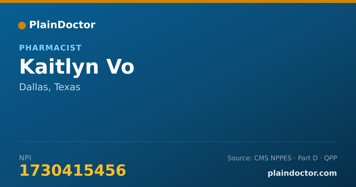 Shareable card for Kaitlyn Vo - Pharmacist, Dallas, TX