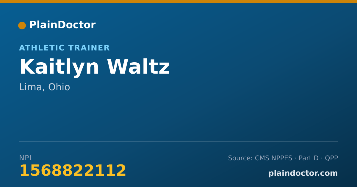 Shareable card for Kaitlyn Waltz - Athletic Trainer, Lima, OH