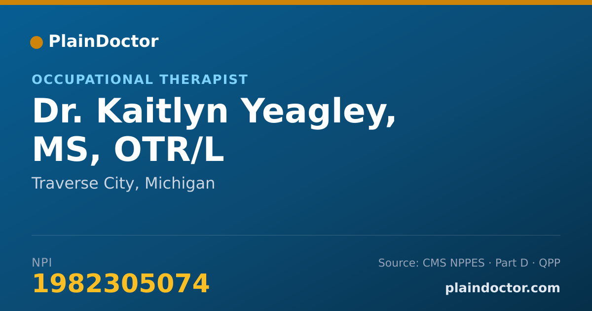 Shareable card for Kaitlyn Yeagley, MS, OTR/L - Occupational Therapist, Traverse City, MI