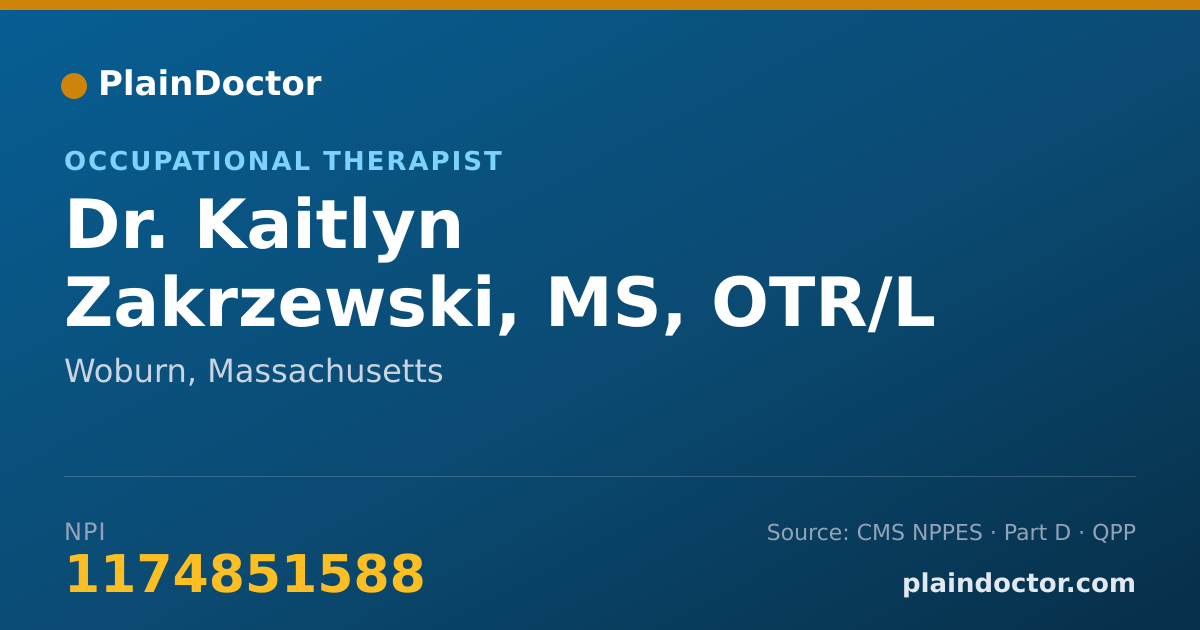 Shareable card for Kaitlyn Zakrzewski, MS, OTR/L - Occupational Therapist, Woburn, MA