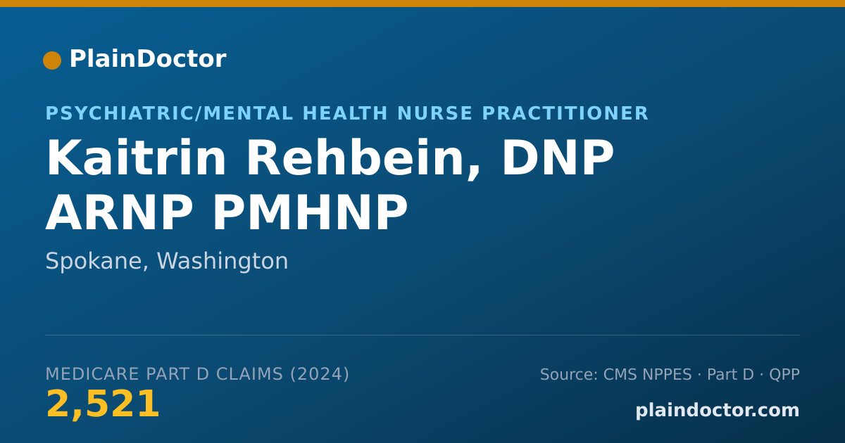 Shareable card for Kaitrin Rehbein, DNP ARNP PMHNP - Psychiatric/Mental Health Nurse Practitioner, Spokane, WA