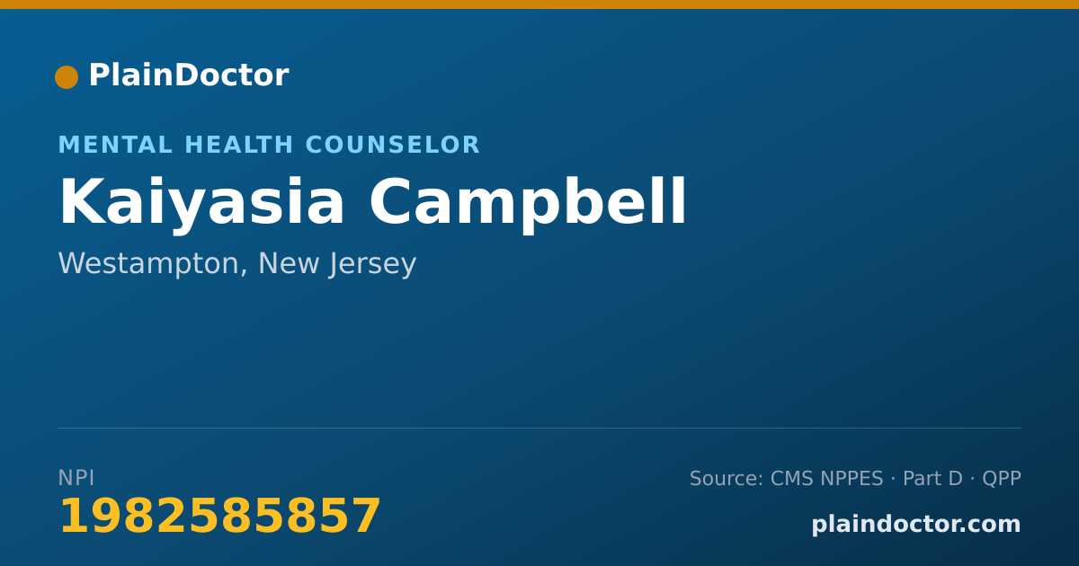 Shareable card for Kaiyasia Campbell - Mental Health Counselor, Westampton, NJ