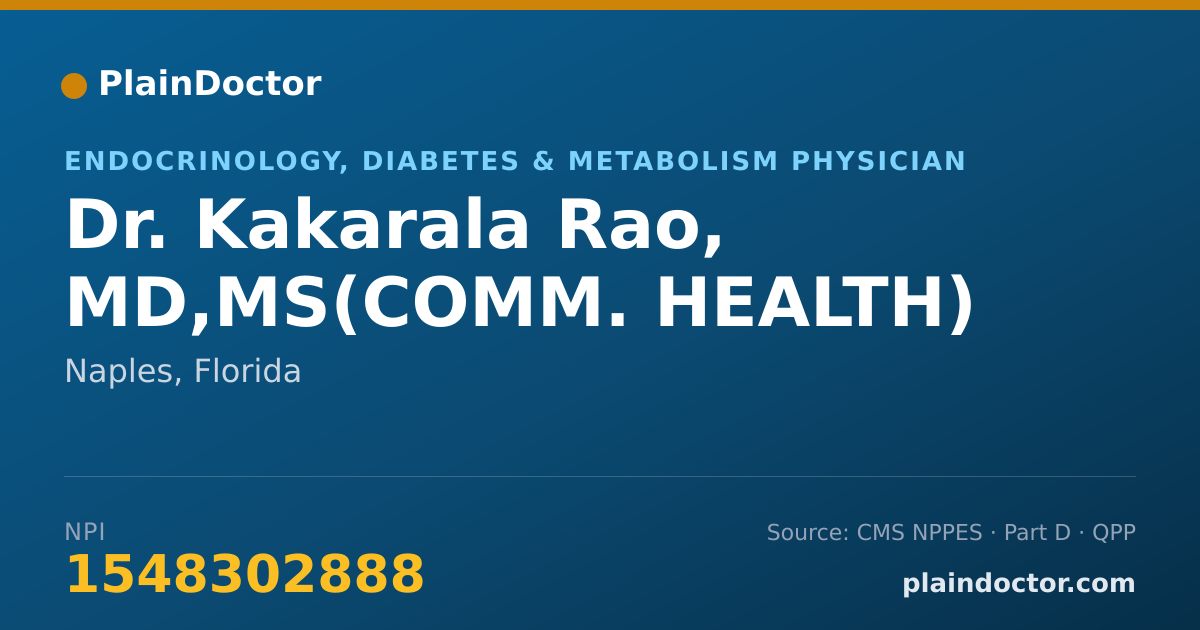 Shareable card for Kakarala Rao, MD,MS(COMM. HEALTH) - Endocrinology, Diabetes & Metabolism Physician, Naples, FL