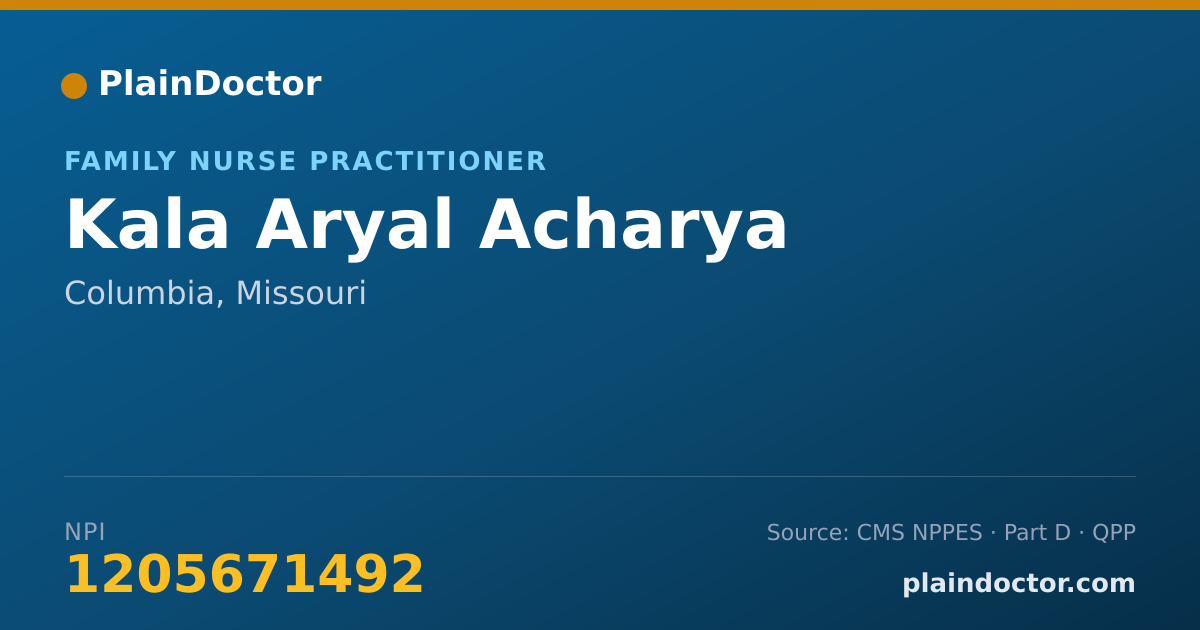 Shareable card for Kala Aryal Acharya - Family Nurse Practitioner, Columbia, MO