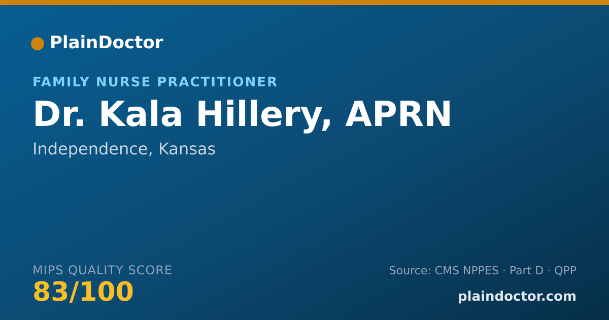 Shareable card for Kala Hillery, APRN - Family Nurse Practitioner, Independence, KS