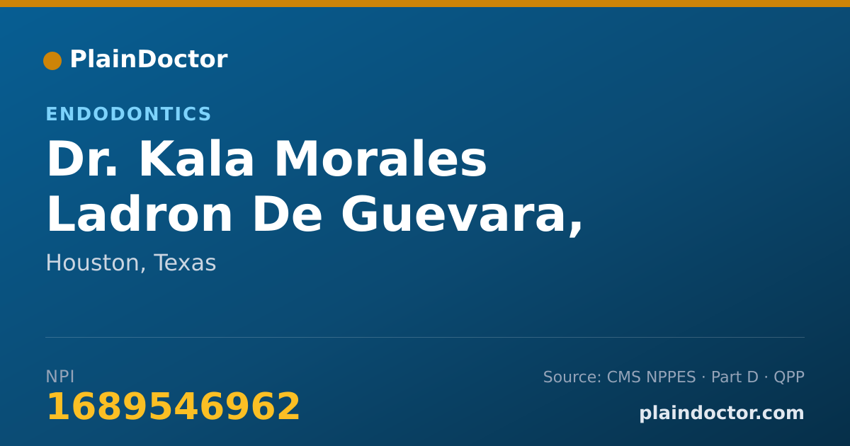 Shareable card for Kala Morales Ladron De Guevara, DDS, MSD - Endodontics, Houston, TX