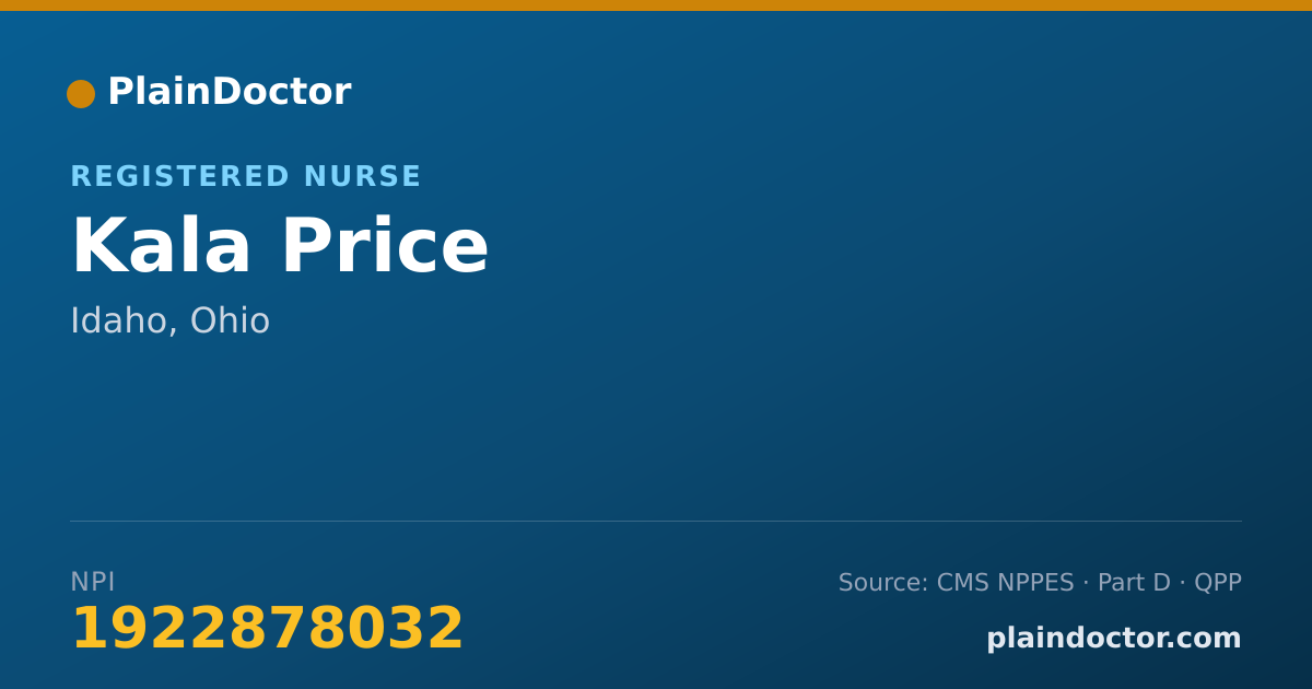 Shareable card for Kala Price - Registered Nurse, Idaho, OH