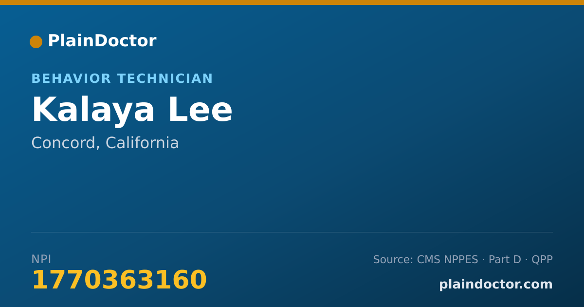 Shareable card for Kalaya Lee - Behavior Technician, Concord, CA