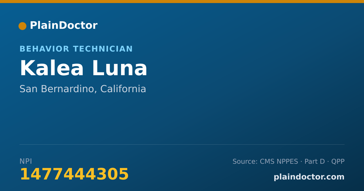 Shareable card for Kalea Luna - Behavior Technician, San Bernardino, CA