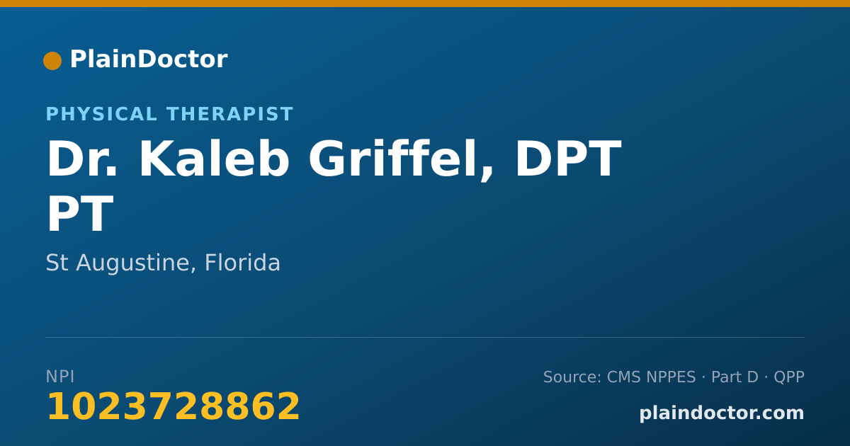 Shareable card for Kaleb Griffel, DPT PT - Physical Therapist, St Augustine, FL