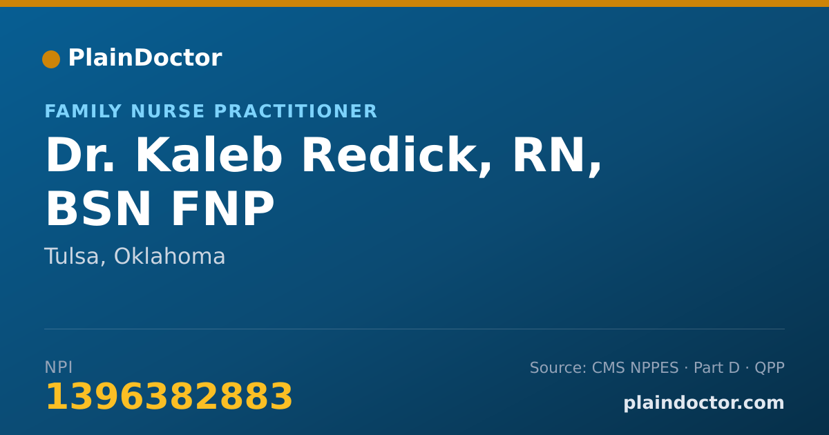 Shareable card for Kaleb Redick, RN, BSN FNP - Family Nurse Practitioner, Tulsa, OK