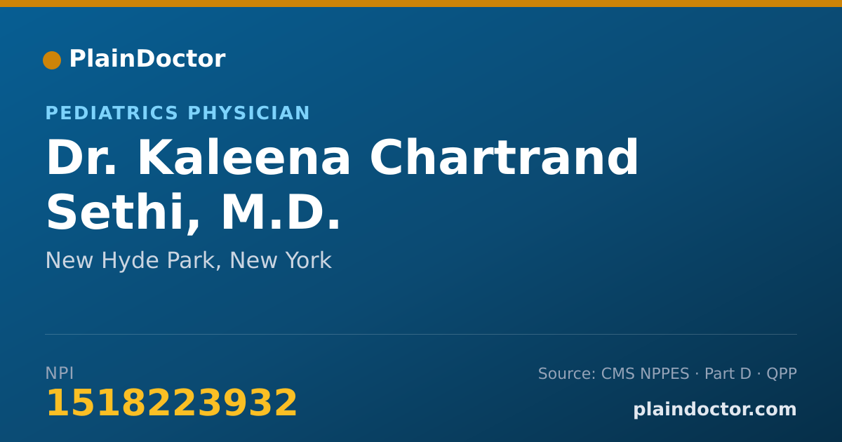 Shareable card for Kaleena Chartrand Sethi, M.D. - Pediatrics Physician, New Hyde Park, NY