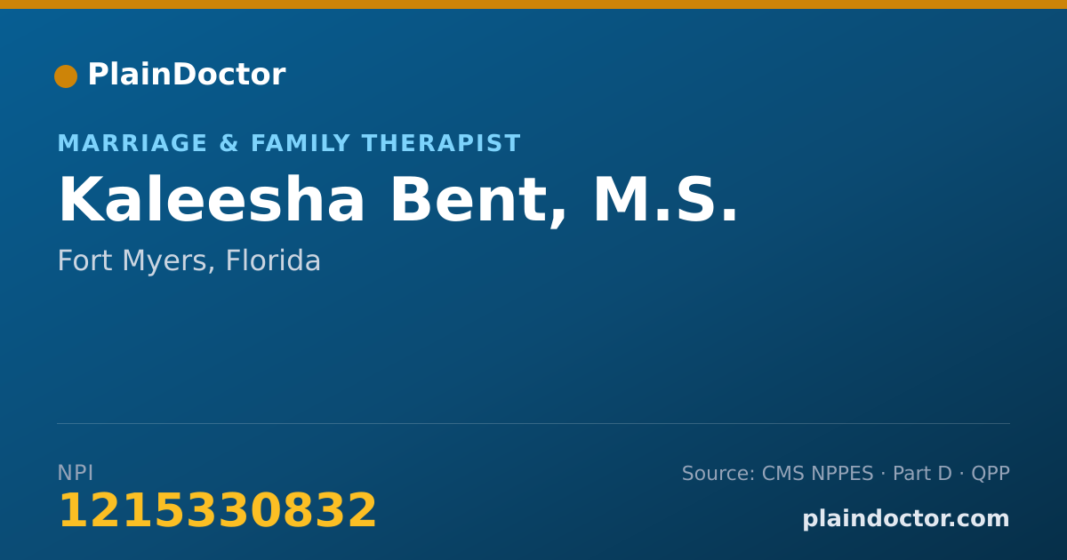 Shareable card for Kaleesha Bent, M.S. - Marriage & Family Therapist, Fort Myers, FL