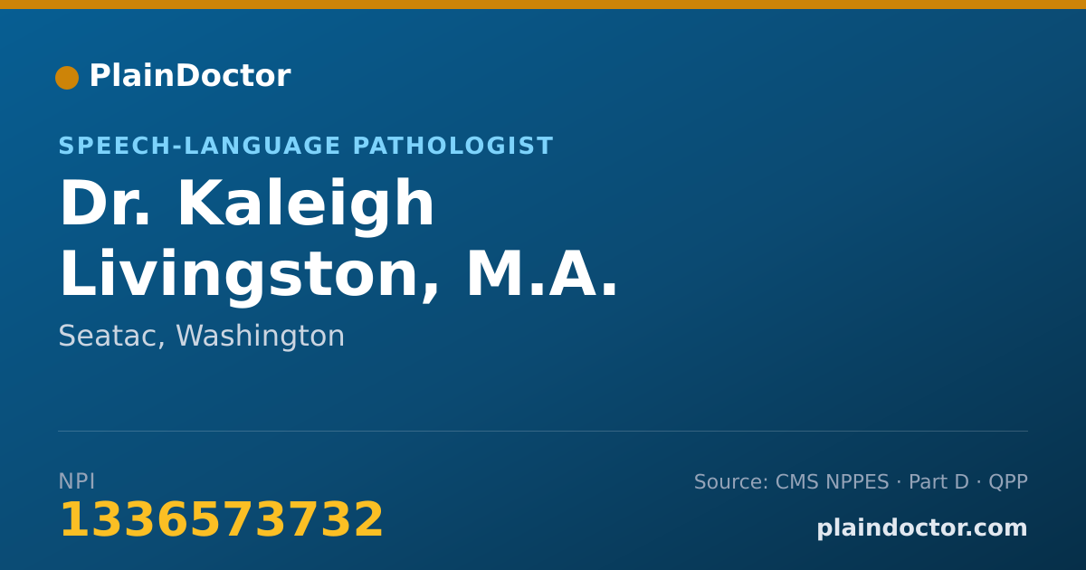 Shareable card for Kaleigh Livingston, M.A. CF-SLP - Speech-Language Pathologist, Seatac, WA