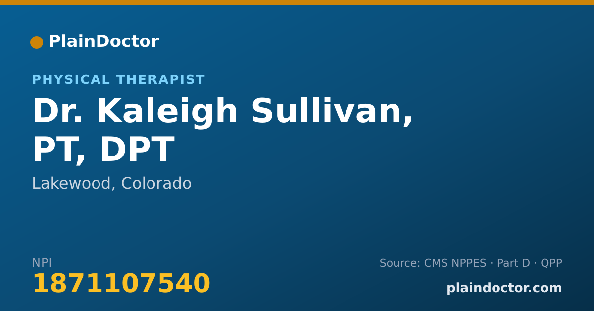 Shareable card for Kaleigh Sullivan, PT, DPT - Physical Therapist, Lakewood, CO