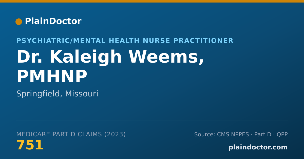 Shareable card for Kaleigh Weems, PMHNP - Psychiatric/Mental Health Nurse Practitioner, Springfield, MO