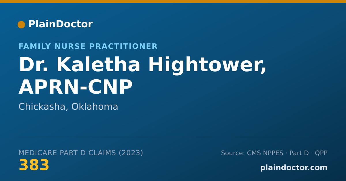 Shareable card for Kaletha Hightower, APRN-CNP - Family Nurse Practitioner, Chickasha, OK